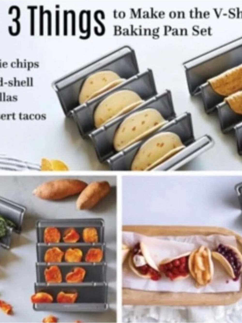 Pampered Chef Gray V-Shaped Taco & Chip Baking Pan Set smoke free home